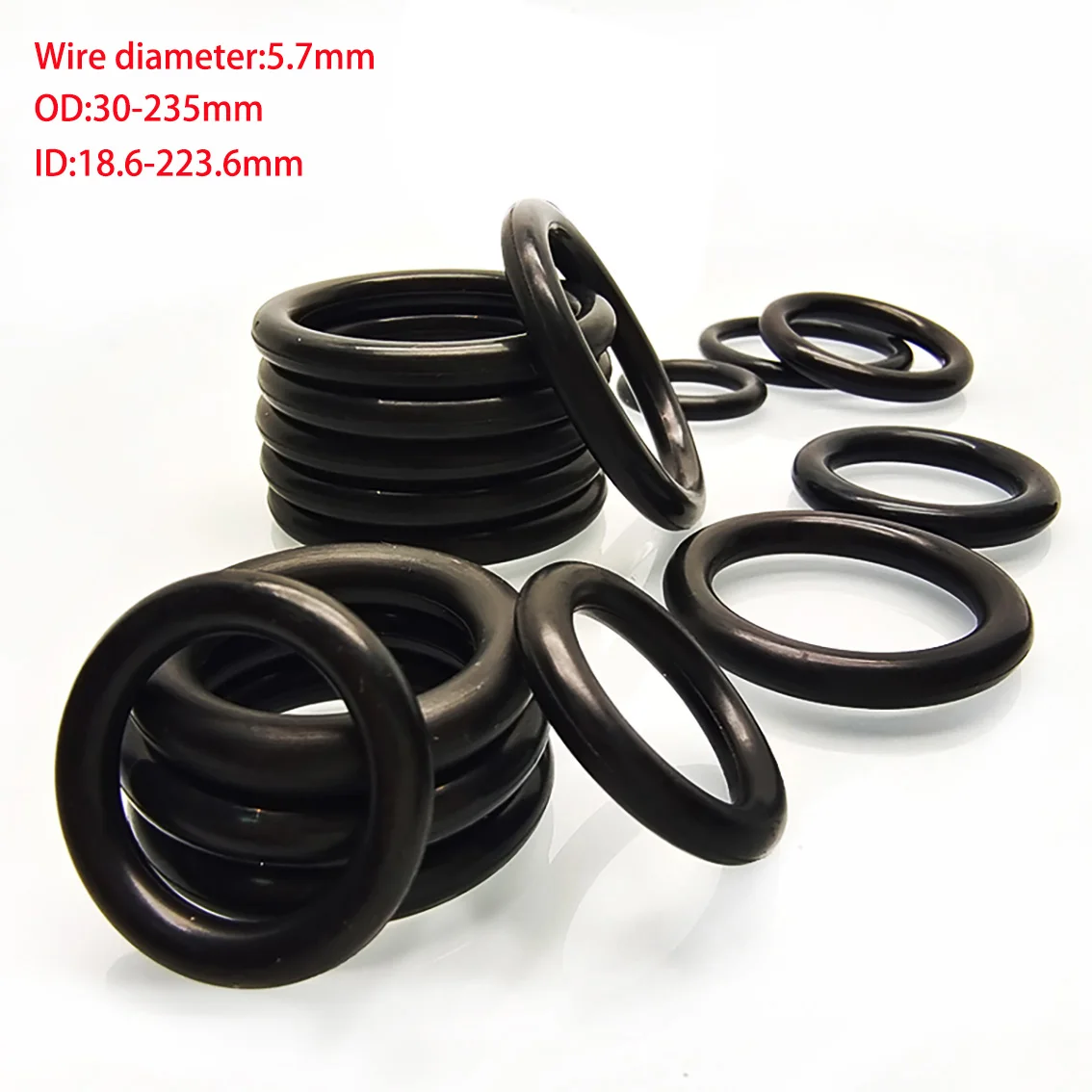 O-Type Ring Seal Gasket Thickness CS 5.7mm ID 18.6~223.6mm OD 30~235mm EPDM Insulated Waterproof Washer Round Shape Nontoxic