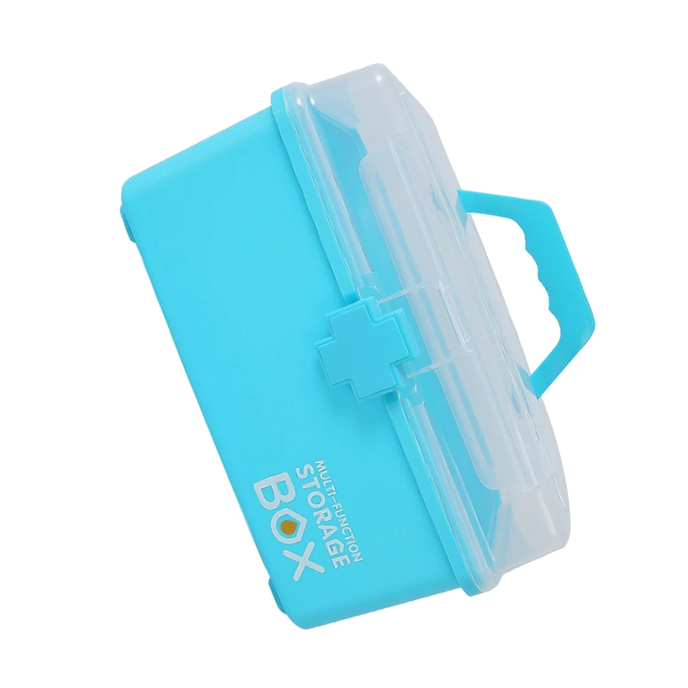 

1pc Portable Medicine Box First Aid Kit Large Capacity Plastic Storage Handheld Travel Sports Team Household Medical Chest