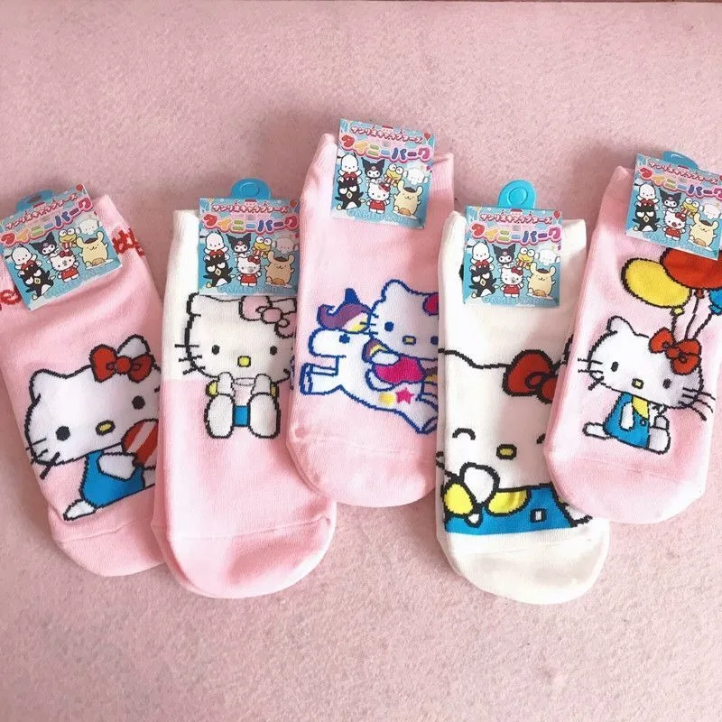 

Pcs5 Kawaii Hello Kitty Sanrio Children Lovely Cartoon Comfortable Socks Student Thermal Socks Christmas Gifts for Kids