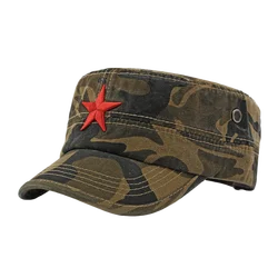 Men's Camouflage Flat Top Baseball Cap, Outdoor Sports Caps, Tactical Dad Hat, Casual Cadet, Trucker Hats