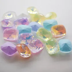 50pcs 8x10mm Pillow shape Mocha Nail Diamond Multi cut Crystal Pointed Bottom Nail Jewelry Super Sparkling Diamond Accessories