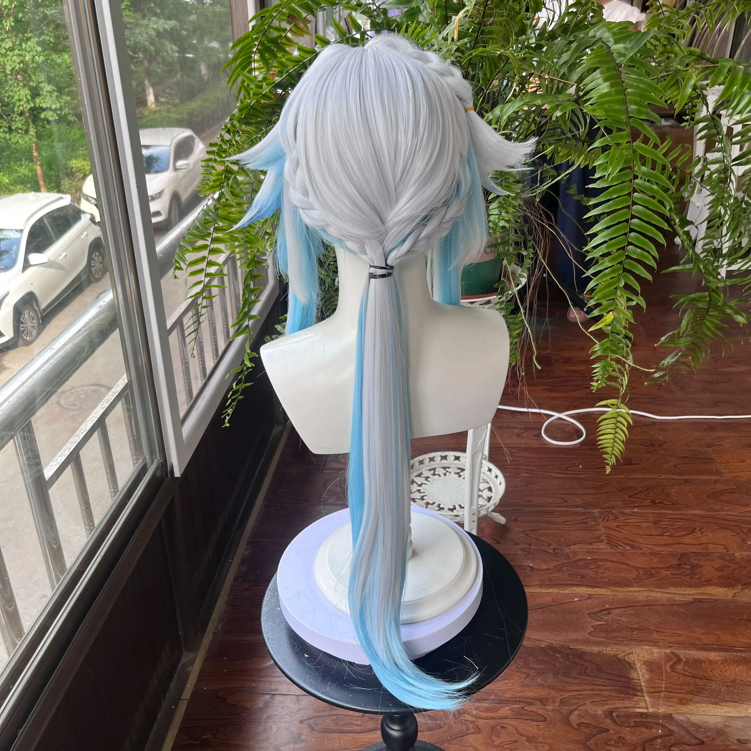 Obrázek 5: [styled wig]cerydra cosplais paruka hra honkai hvězda bariéra cerydra silvery bílá smíšené modrá dlouhé vlasy horko odolné syntetická paruka