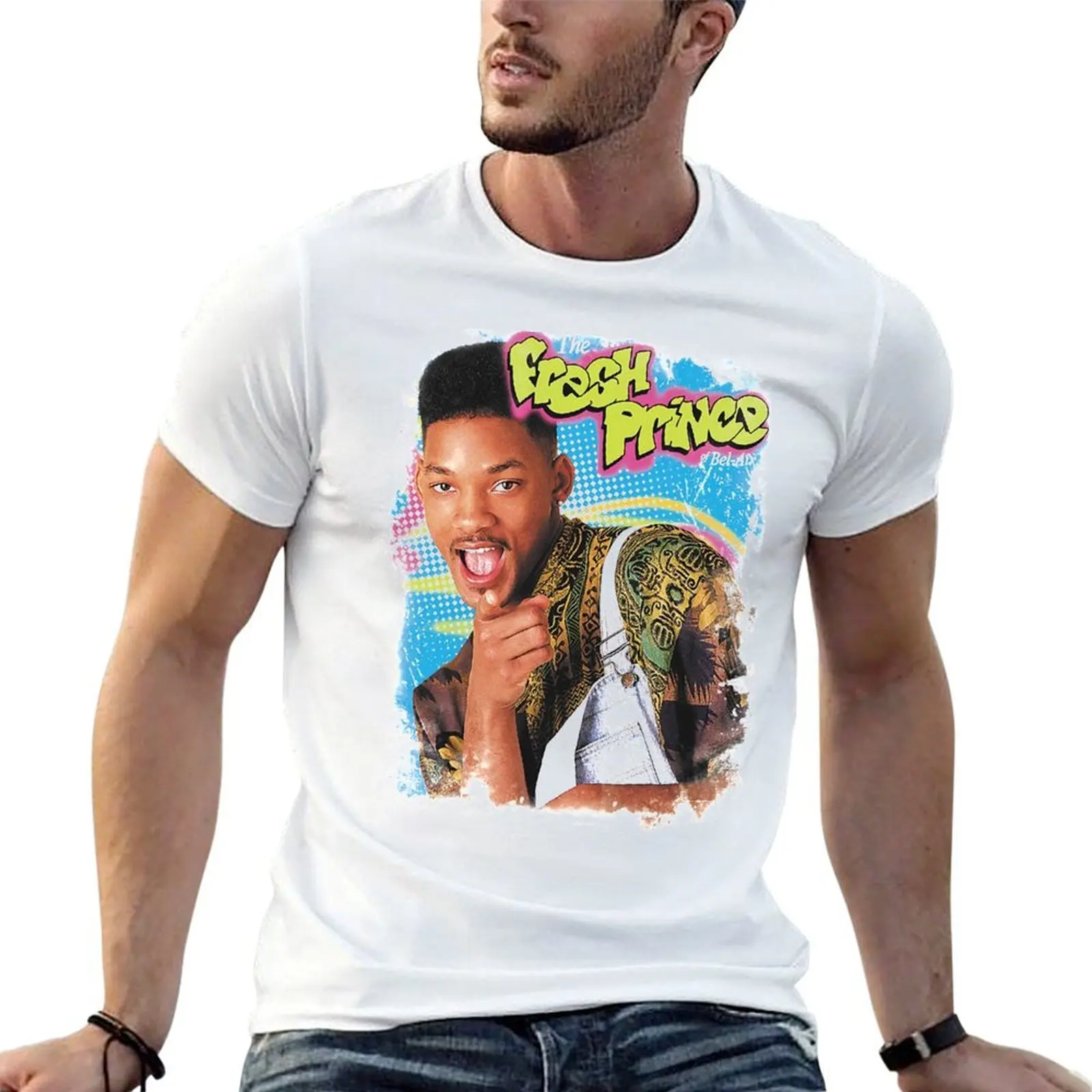 Camiseta The Fresh Prince of Bel-Air Branca para Fãs, Camiseta Engraçada de Algodão para Homens, Camiseta com Estampa Personalizada