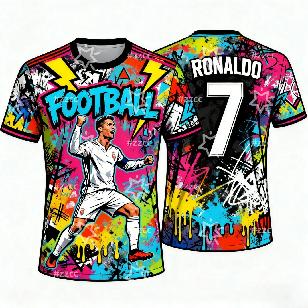 

Роналду No 7, футбольная майка, тренировочная одежда для спичек, осенняя спортивная футболка, быстросохнущая мужская футболка, детская одежда, футболка Y2k для женщин