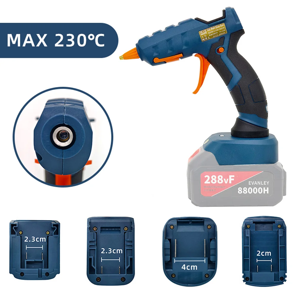 

18v&21v Cordless Battery Glue Gun (No Battery ) Uses 7mm Glue Sticks, Replaceable Nozzles,Compatible With A Variety Of Batteries