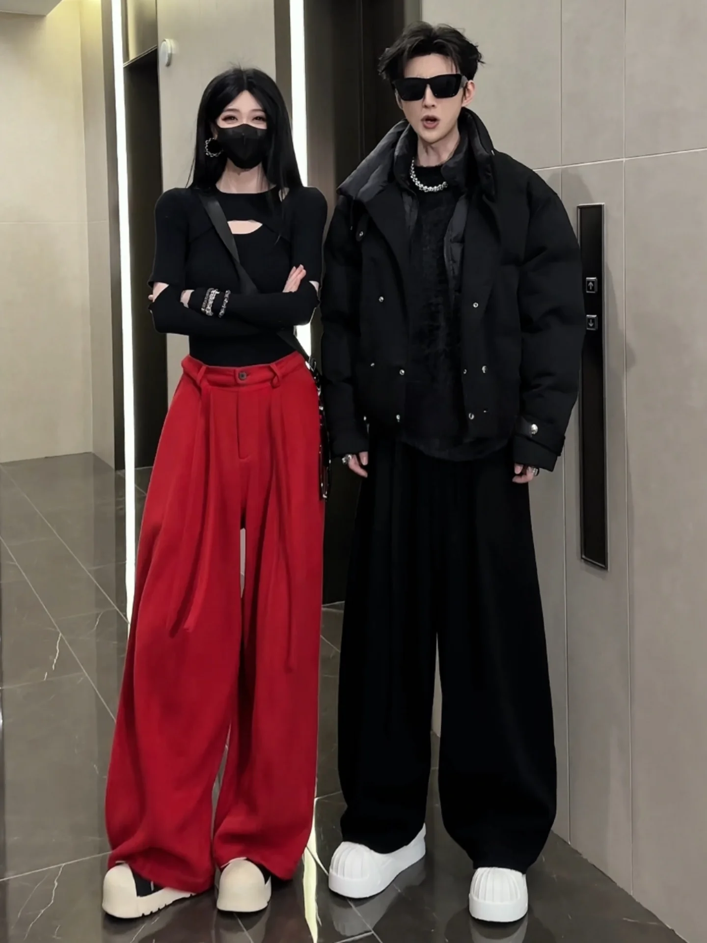 

New Winter Men's Casual Pants Dra Loose Thi Korean Sle Straight Leg Wide Leg Pants Versatile Comfortable Polyester Fiber