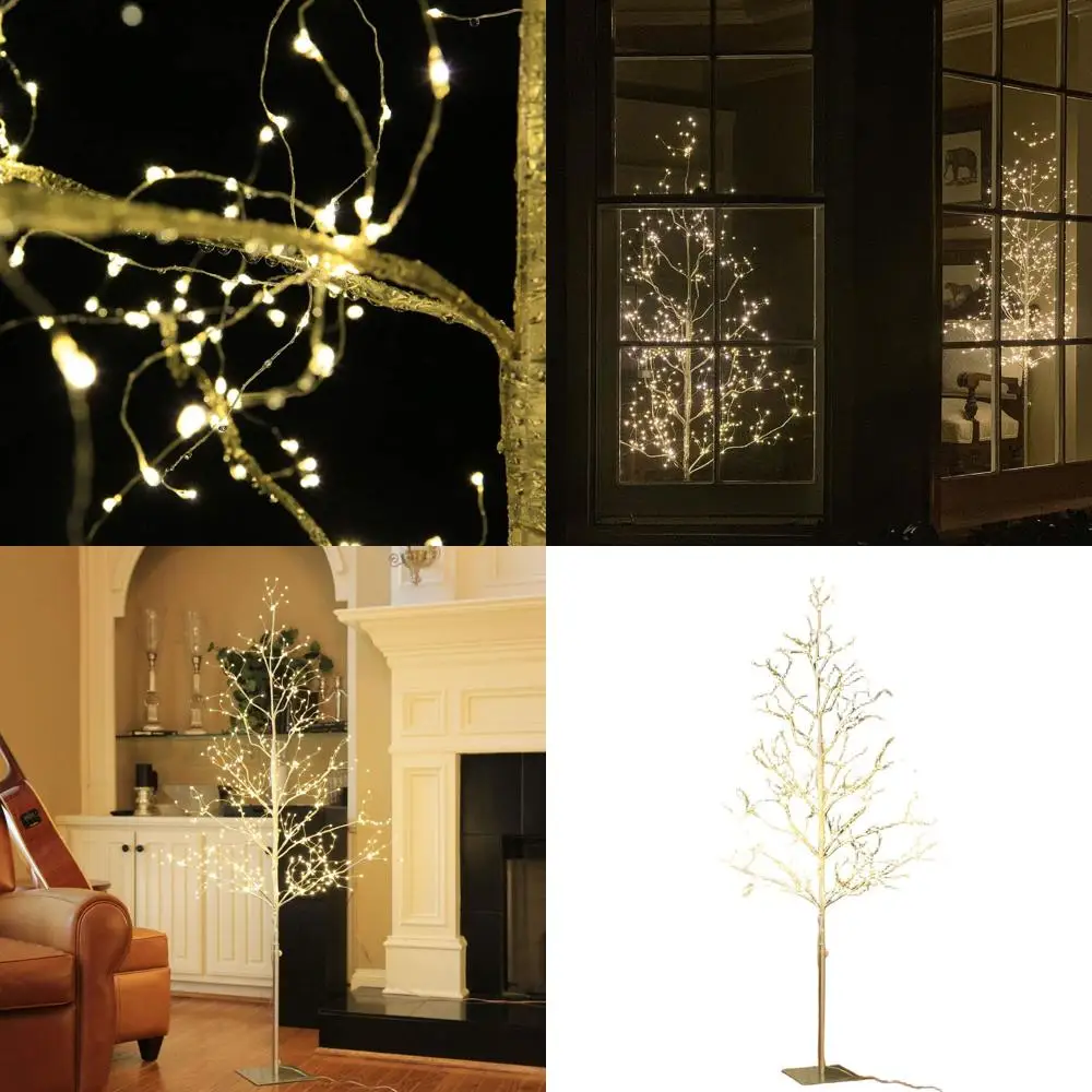 شجرة LED مضاءة بالنجوم بطول 5 أقدام مع أضواء ملاك بيضاء دافئة، فضي، مثالية للمنزل والعطلات والمناسبات #1