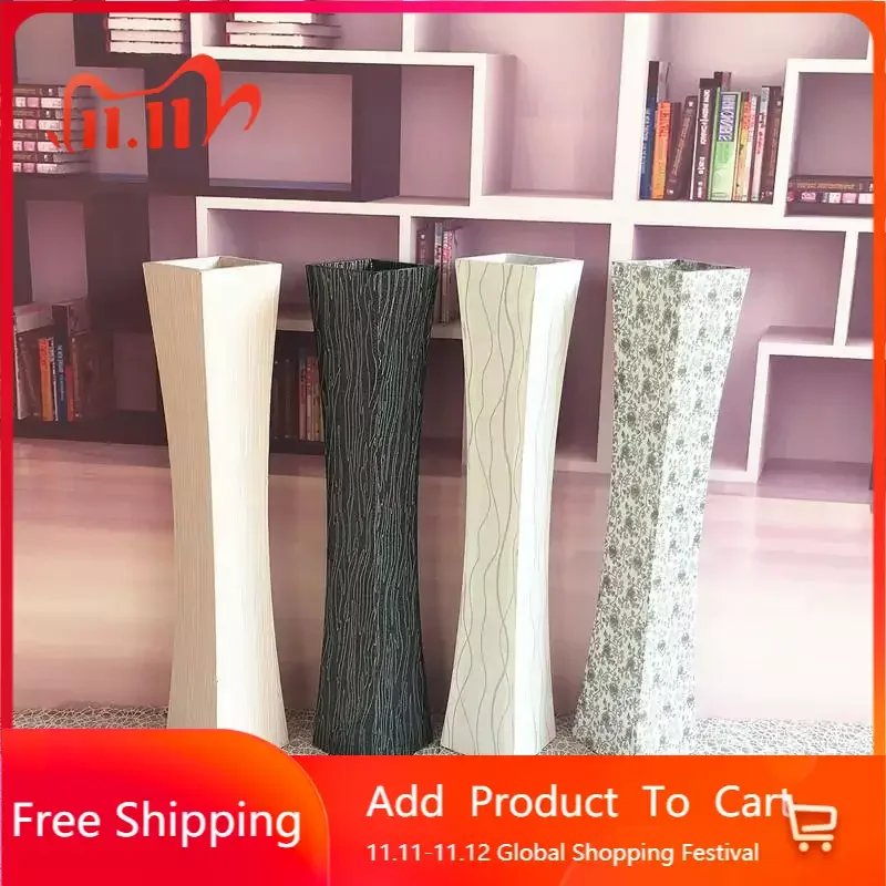 

High Wood Vase Plant Modern Long Pot Minimalist Decor Floor Vase Dry Flower Living Room Decoration Wazony Home Decoration BI50VS