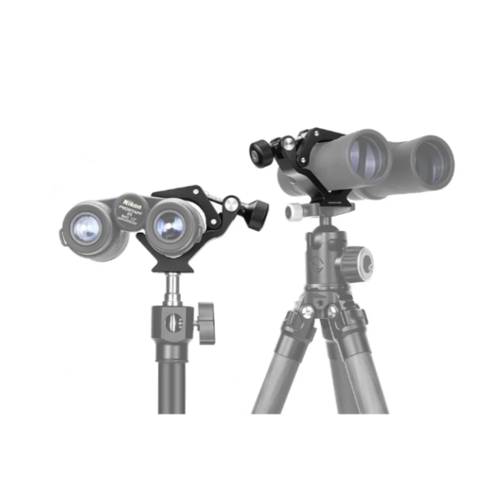 SUNWAYFOTO Binocular Clamp with 26-64mm Diameter Range, 1/4”-20 & 3/8”-16 Mounting Sockets