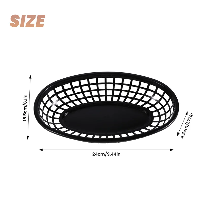 ABWR-12 個プラスチックファーストフードバスケット楕円形サービングプラッター朝食ディナープレートフライドポテトケーキブレッドトレイレストラン