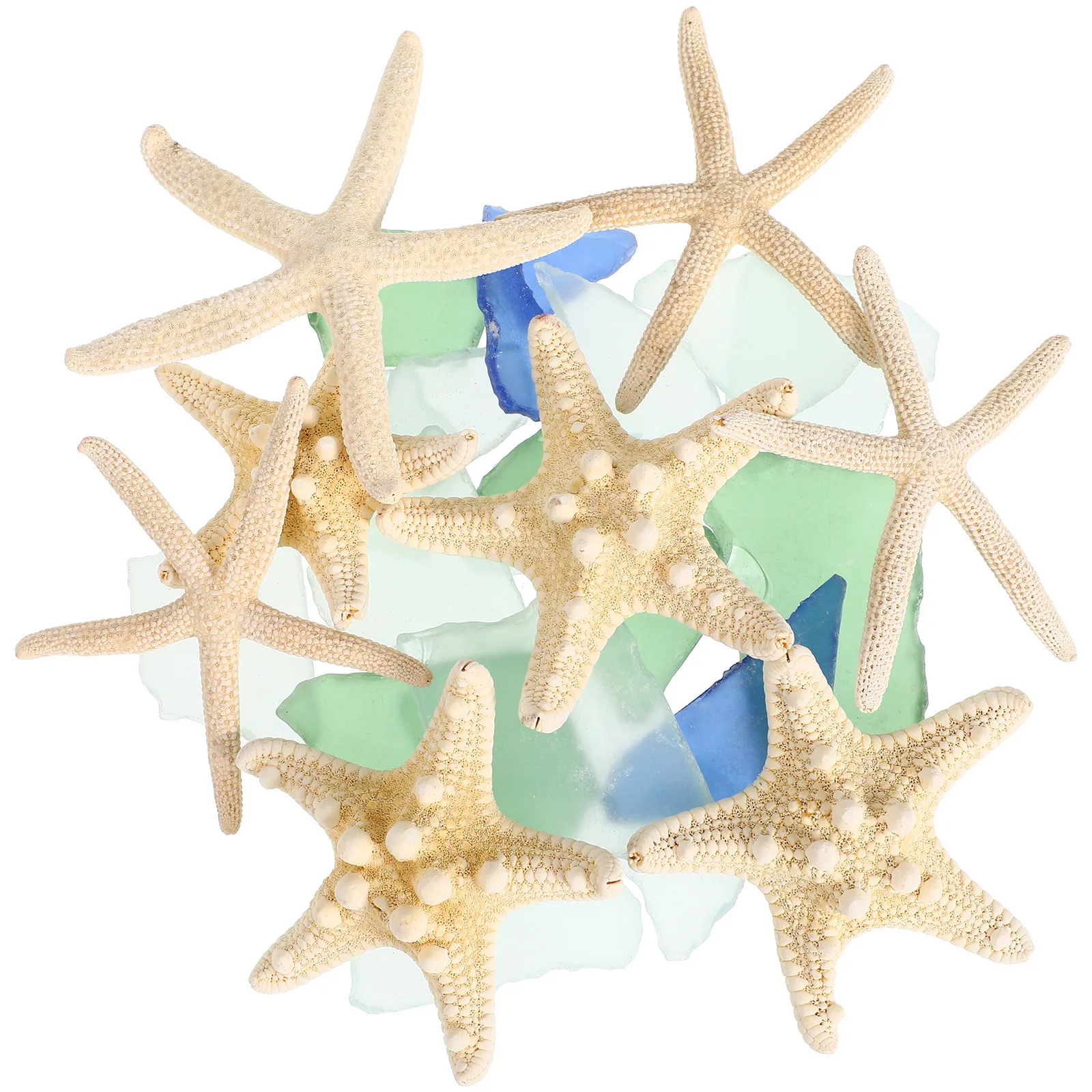 Coastal Sea Star Decor Set Sea Glass Pieces Crushed Glass Vase Filler Fish Tank Nautical Ornament