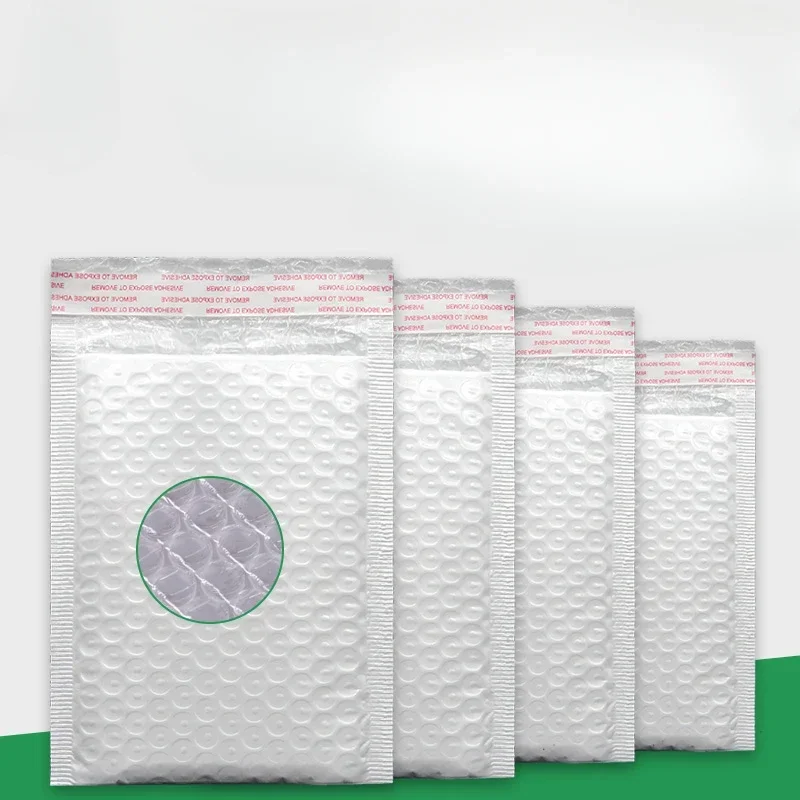 

50pcs White Pearl Film Bubble Bag Thickened Shock Proof Foam Film Express Pouch Double Layer Self-adhesive Bubble Packaging Bags