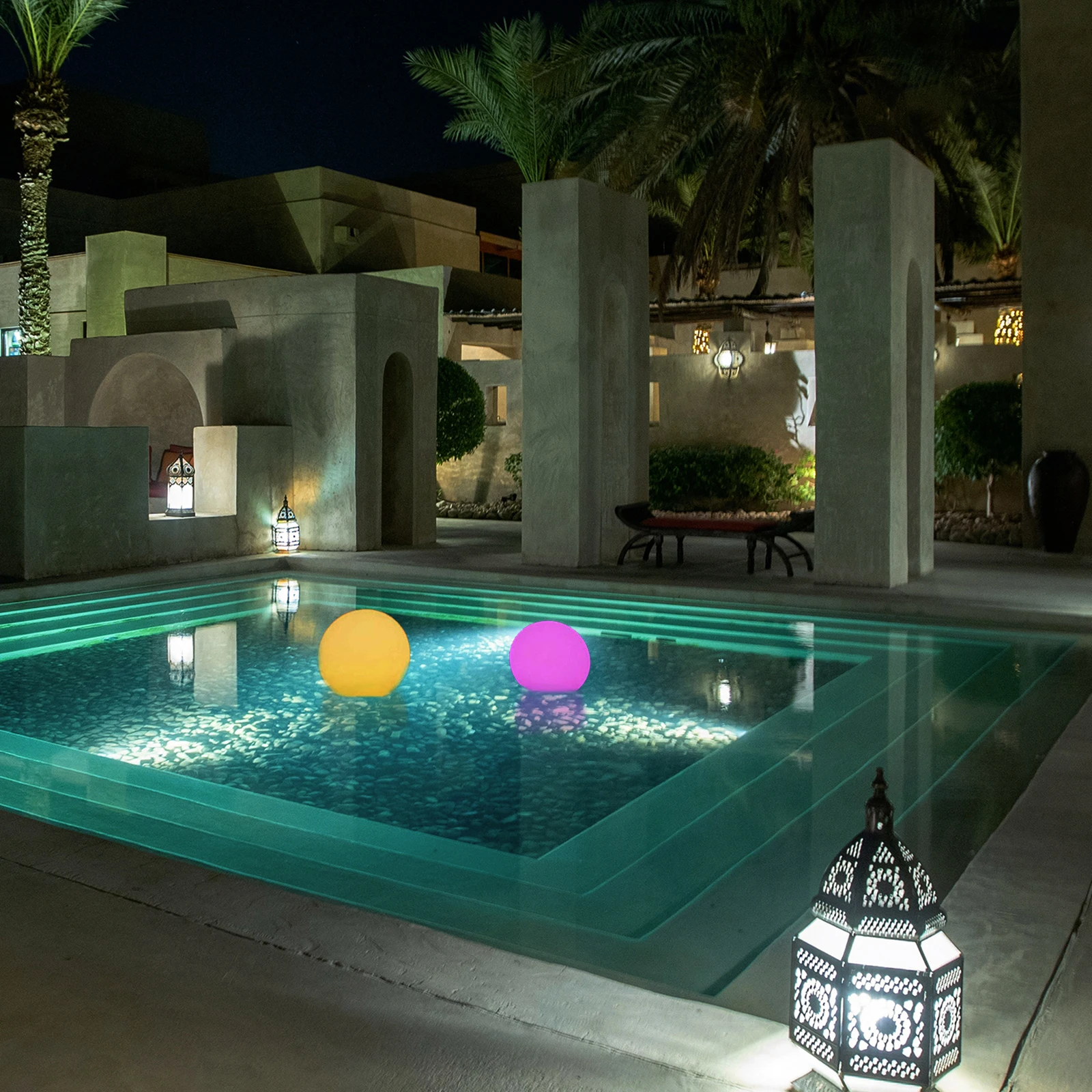 2 قطعة LED مضيئة كرة مستديرة أضواء في الهواء الطلق حديقة ديكورات للباحة الملونة مقاوم للماء مصابيح عائمة لحزب بركة الحديقة #1