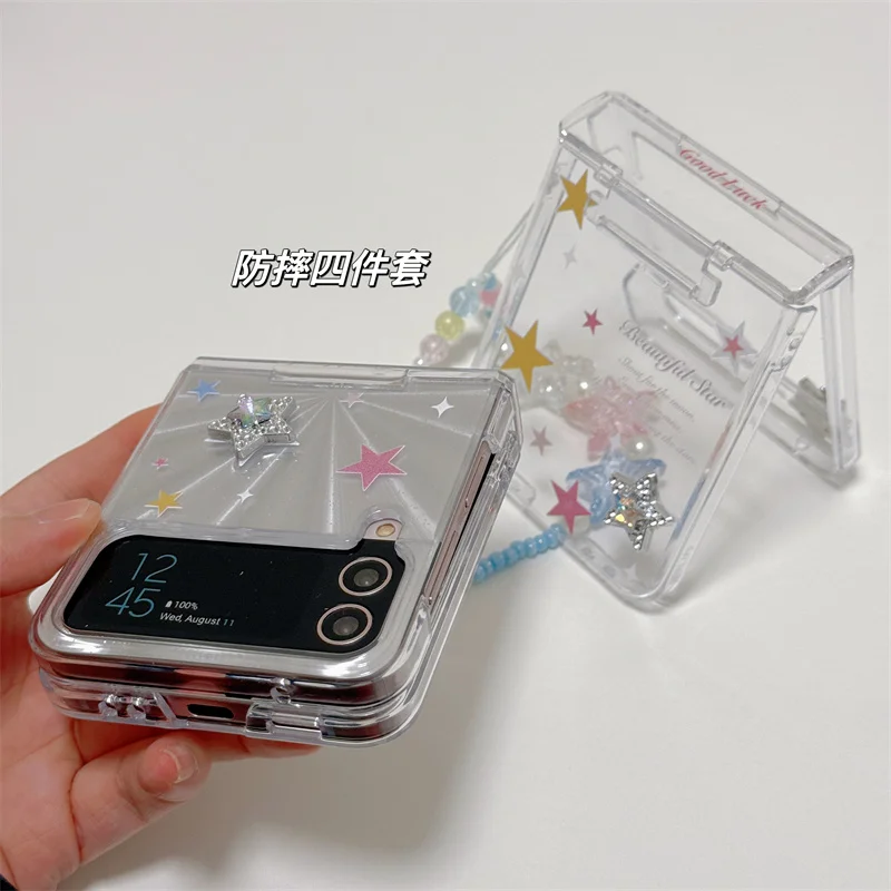 Прозрачный противоударный чехол-книжка для Samsung Galaxy Z Flip 3 4 5 Z Flip5 ZFlip5