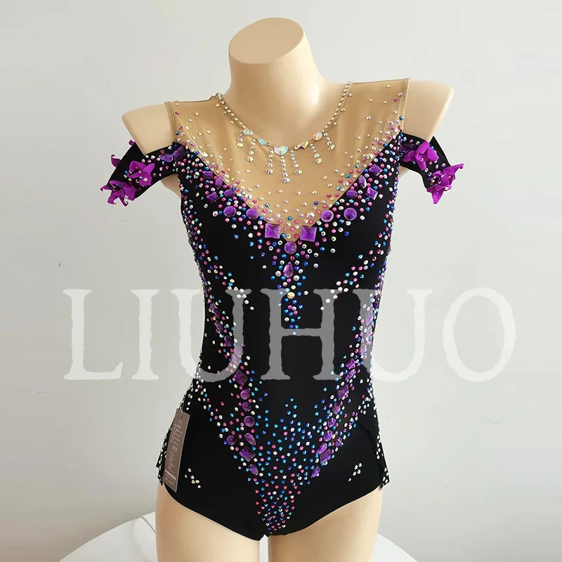 LIUHUO Trikot für rhythmische Gymnastik, ärmellos, für Wettkämpfe, Cheerleading-Auftritte für Kinder, BD9935