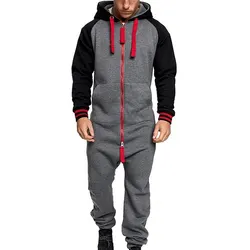 Fall/Winter 2022 Men's Pajamas Onesie Adult Home Wear Patchwork Casual Hoodie Printed Zipper Printed Pajamas Hoodie Suit