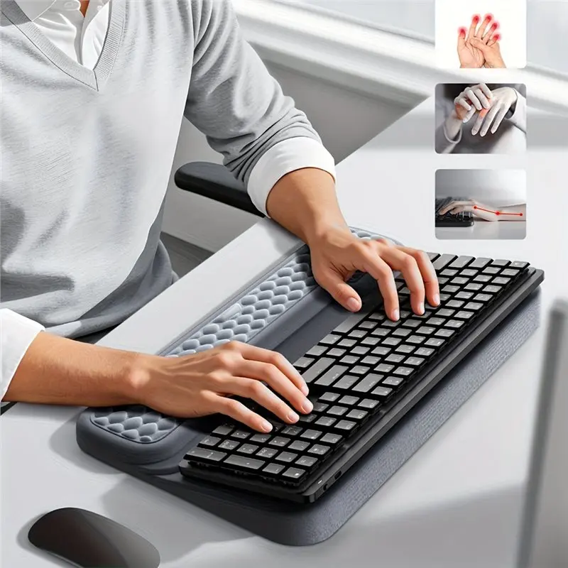 M52K-Wrist Pad With Wrist Gel Ergonomic Keyboard Mouse Wrist Rest, Memory Foam Material Integrated Keyboard Pad