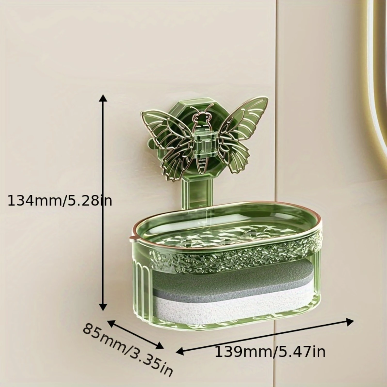 1 قطعة صندوق صابون ذاتي اللصق بالشفط ، حامل صابون استنزاف بطبقة مزدوجة ، رف صابون المرحاض للحمام المثبت على الحائط ، صابون مثبت على الحائط