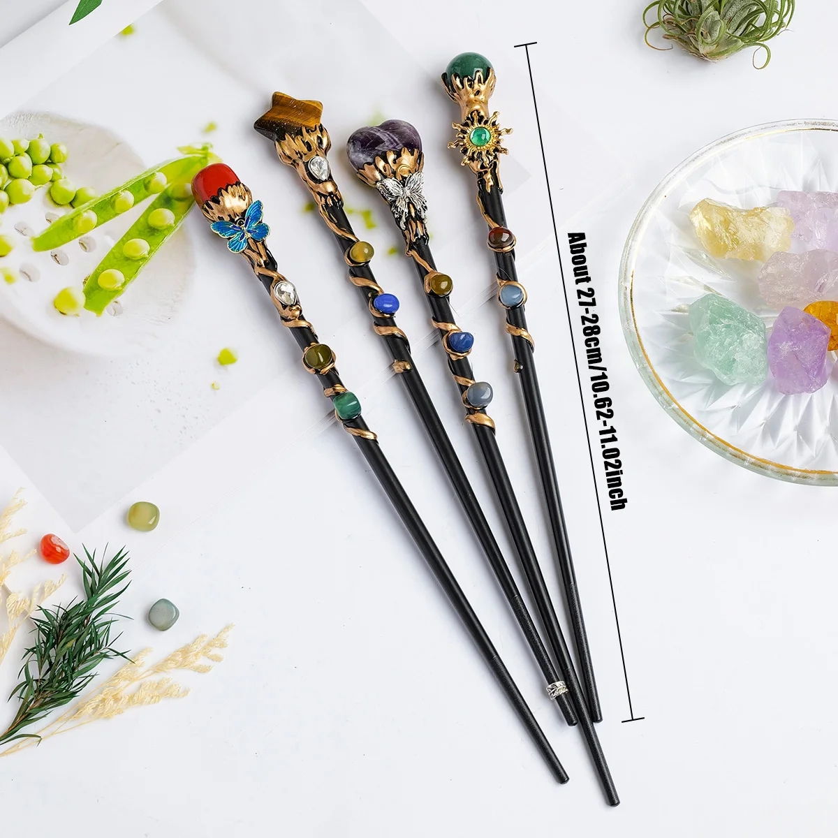 1PC Amethyst Rolling Stone Magic Scepter Natural Stones Fairy Lucky Tumble Stone Gem Scepter Decorative Fairy Magic Stick
