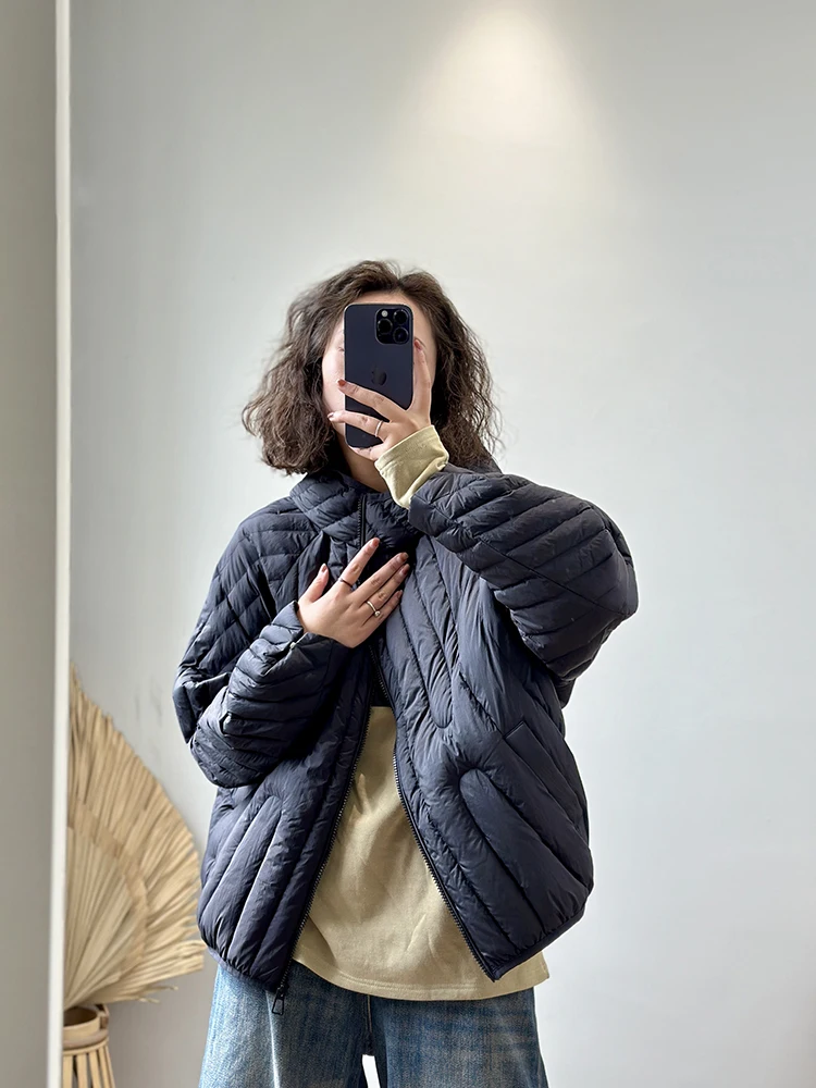 2025 herbst Winter Frauen Übergroße Puffer Jacke Kurze Ultra Licht 90 % Weiße Ente Unten Mantel Mit Kapuze Warme Parkas outwear