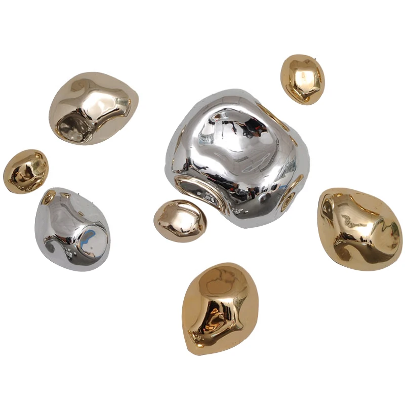 %jj.Dali Customized Irregular Stone Shape Stainless Steel Decorations Wall Arts Home Decor for Living Room, Bedroom*r