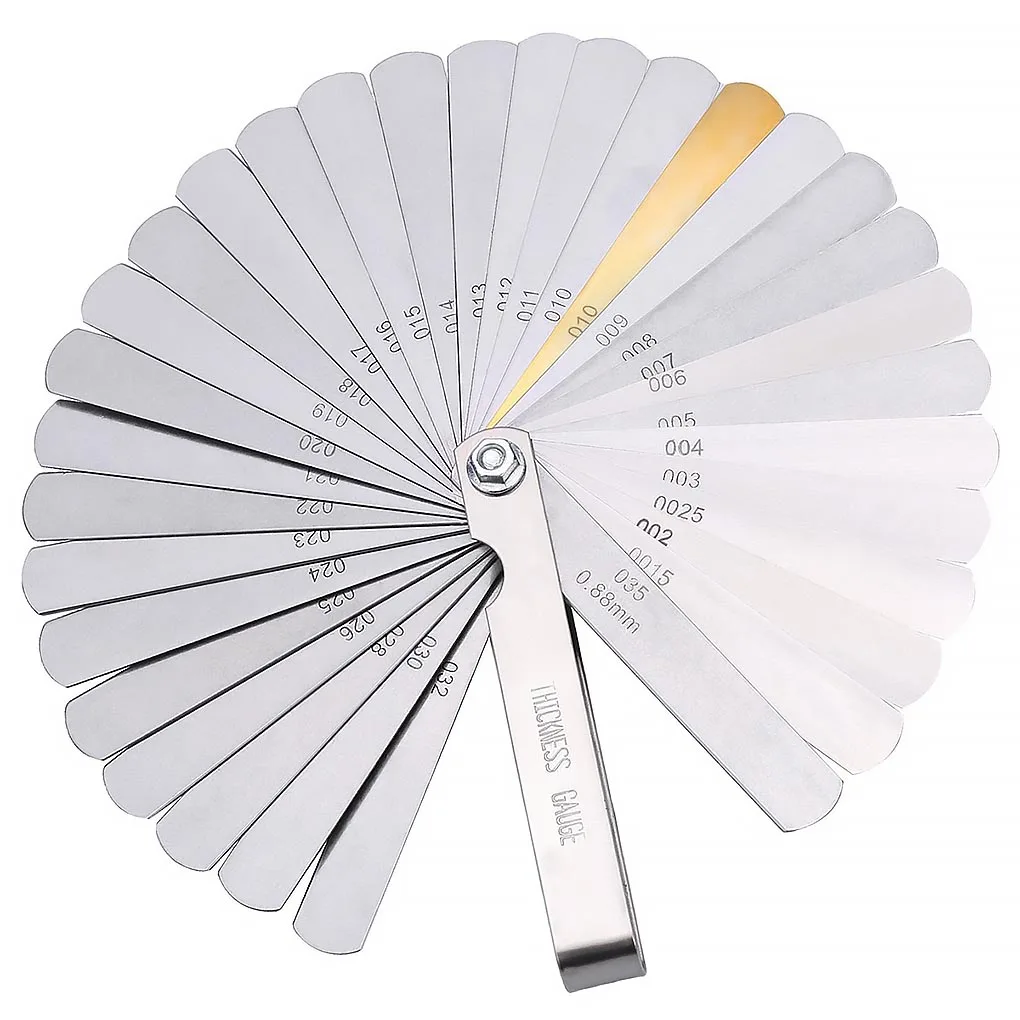 

Stainless Steel Feeler Gauge 32 Sheets Dual Marked Metric Imperial 0.04-0.88mm Thickness Gage Measuring Tool