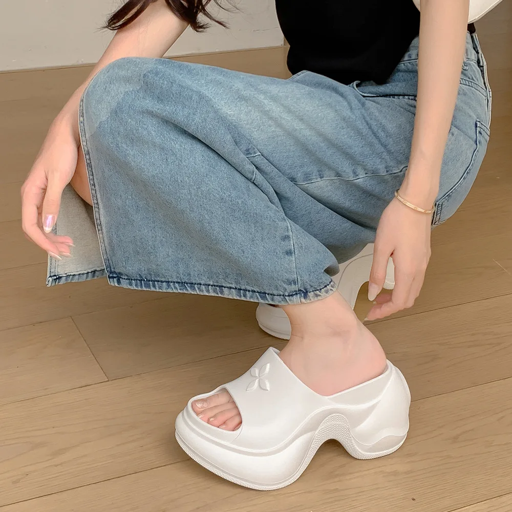 

Comfortable Thick Heel Slippers Women's Trendy EVA Soft Bottom High Heel Sandals Fashionable Summer Slip-On Shoes