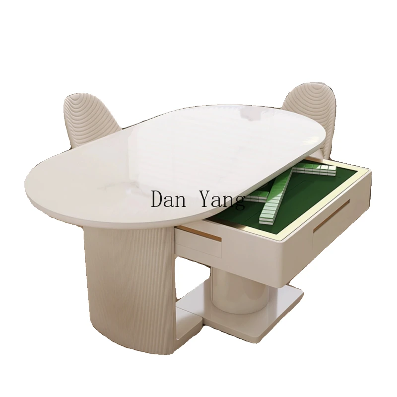 

Cyh electric simple rock slab desktop push-pull dining table mahjong table integrated dual-purpose