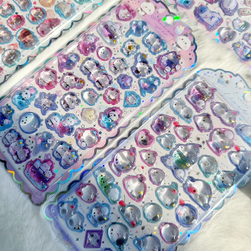 

4pcs 3D relief jelly stickers cartoon Bonbon Drop Seal stickers paper grass stickers DIY phone case scrapbookボンボンドロップシール