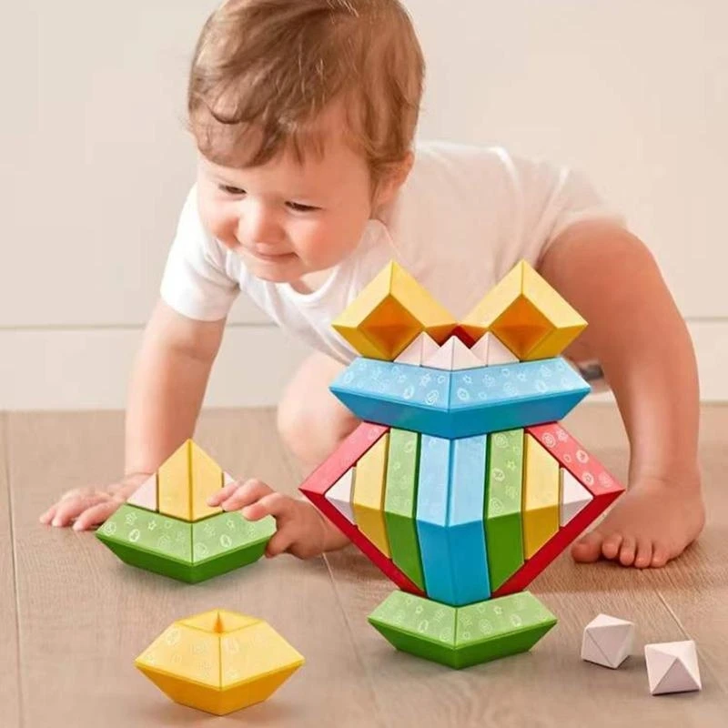 090B Colorful Stacking Building Toy Color Recognition Learning Block for Preschools