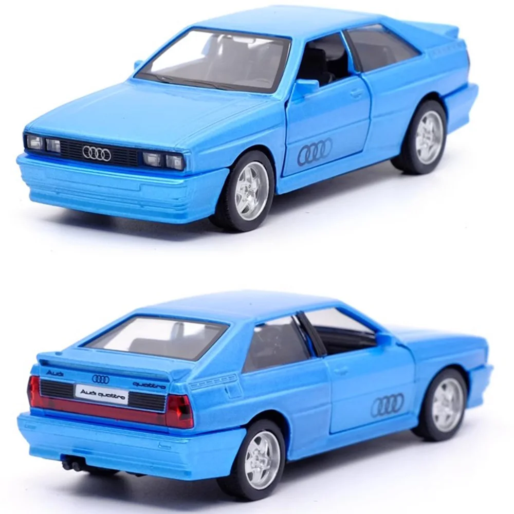 1:36 Audi 1980 Toy Cars Alloy Die-casting Models With 2 Doors Opened Pull Back Function Rubber Tire Vehicle Toys For Kids' Gifts