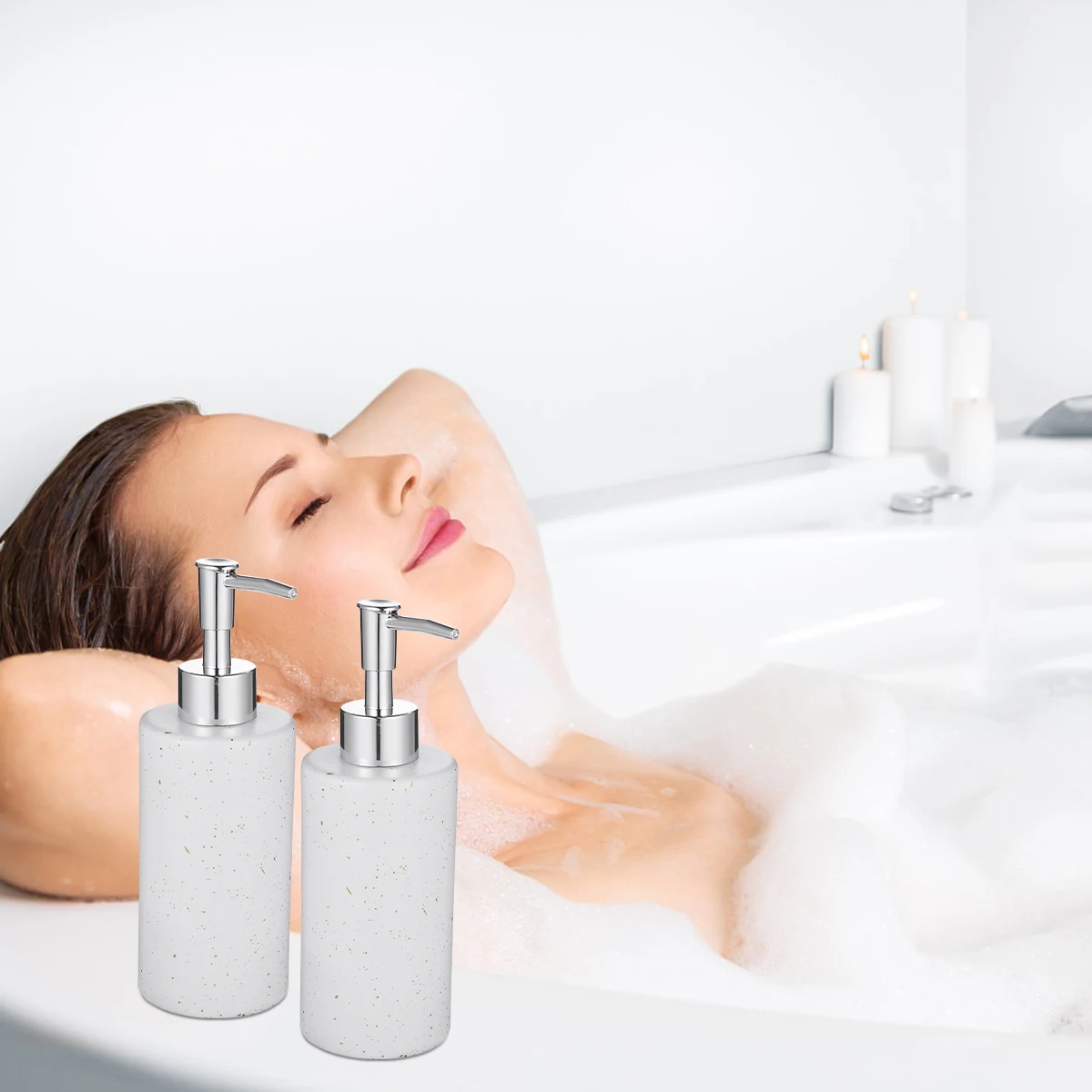 

350ml Glass Shampoo Bottle Press Pump Dispenser Lotion Container Bathroom Kitchen Decor Frosted Design Easy Hold