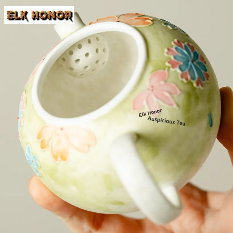 Hand-painted Colorful Flower Travel Tea Set Kit Handmade 1 Pot 2 Cups Tea Maker Organizer Portable Outdoor Stock Bags Collection view 4