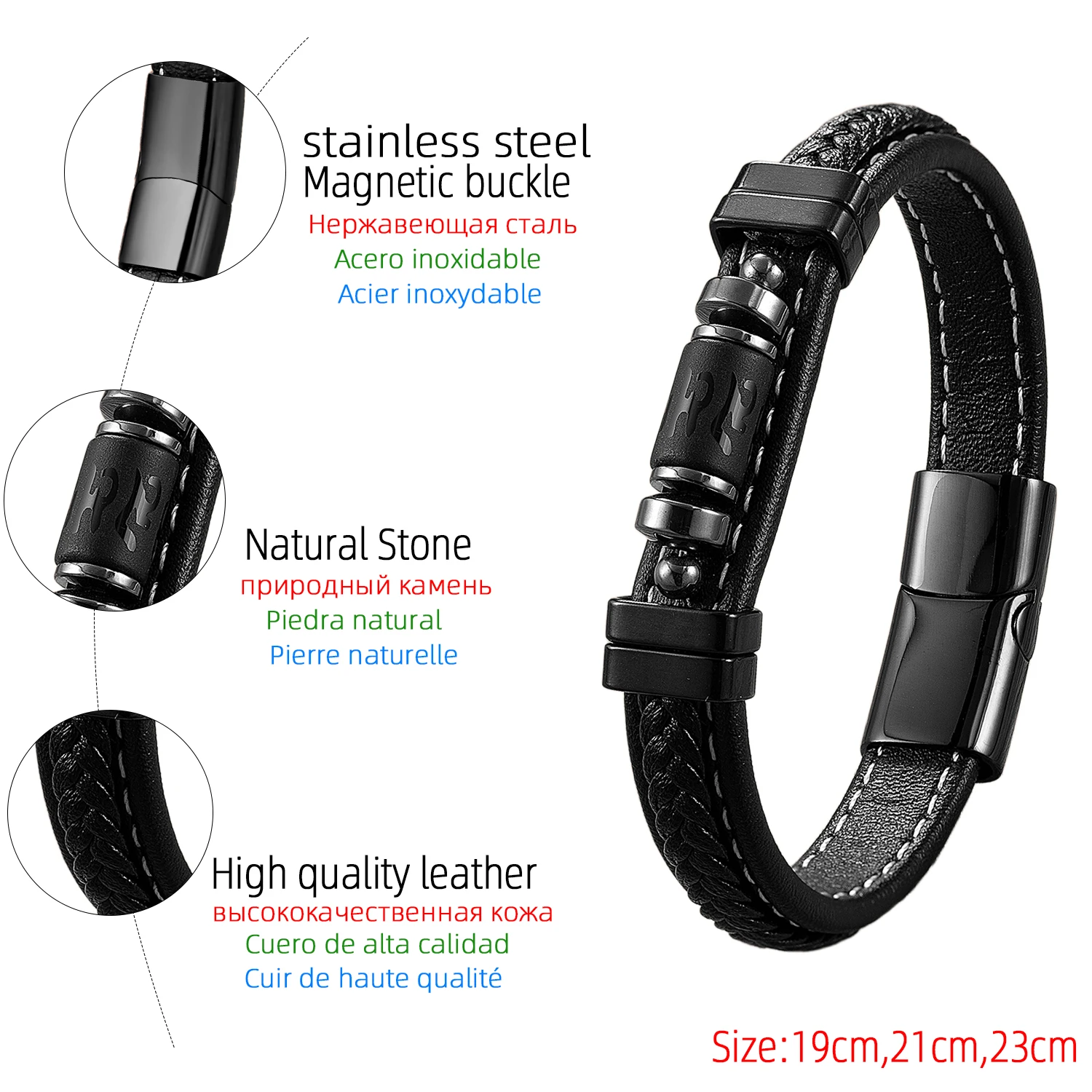 Tibetan Six Characters Mantra Bracelets Dragon Coin Pattern Leather Bracelet Buddhist Glass Stone Beads Meditation Men Women