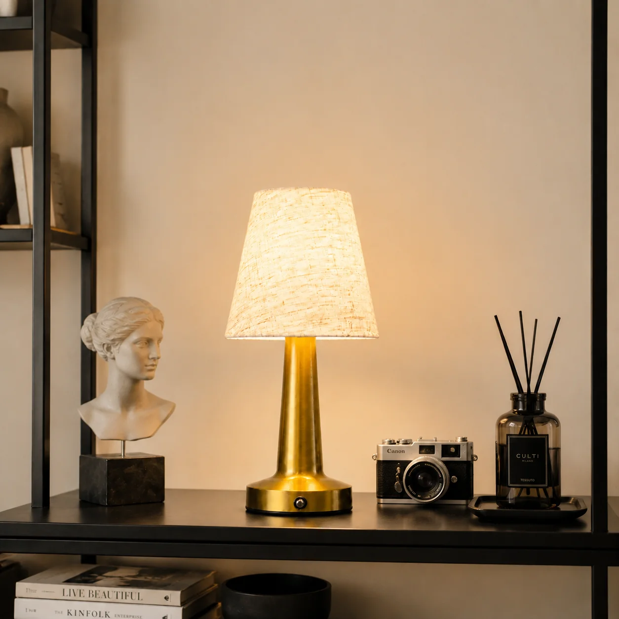 LED-Tischlampe mit Stoffschirm, Touch-Sensor-Nachttischlampe, wiederaufladbare Leselampen für Schlafzimmer, Restaurant, Bar, Dekorbeleuchtung