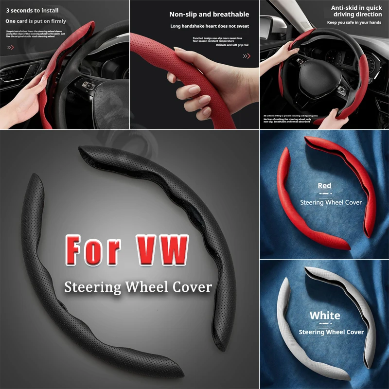 Steering Wheel Cover leather Non-slip Sweat-absorbing Special Steering wheel For VW Phaeton Jetta  Passat Bora  Polo Lavida