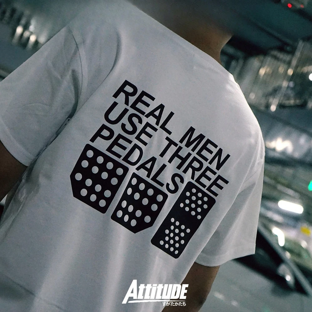 2026 New JDM Family Matching Unisex Oversized T Shirt Real Men Use Three Pedals Back Graphic JDM Streetwear Loose Cotton Tee