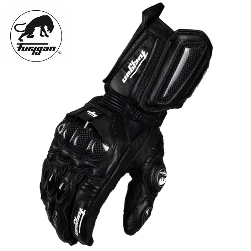 Furygan-guantes de cuero de fibra de carbono AFS 10 para motocicleta, guantes protectores para carreras de motos de montaña, todoterreno