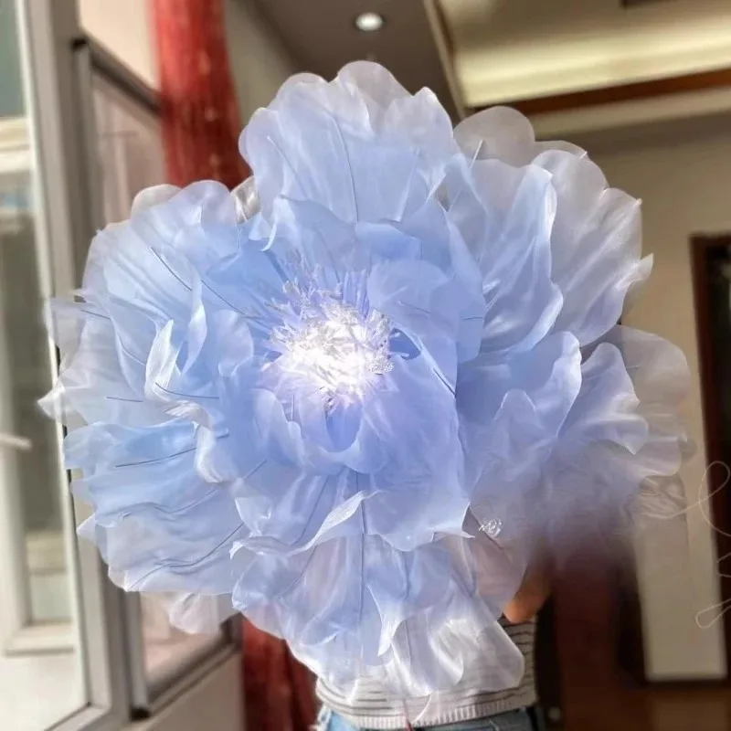 Large Automatic Flower Opening and Closing Electric Machinery Silk Dynamic Peony Flower Manual Simulation Flower Floor Lamp