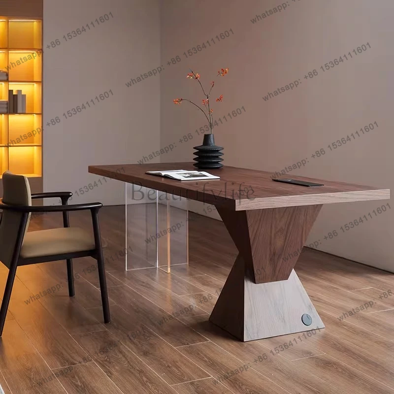 Italian minimalist acrylic floating desk office computer learning designer desk