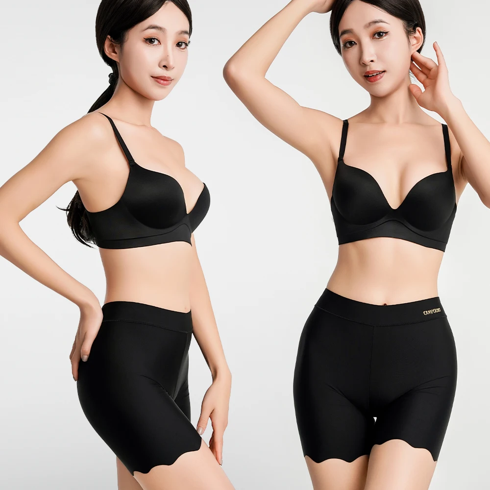 1pcs Safety Short Pants Seamless Summer Women Boxers For Female Anti Rub Safety Shorts Black Skin White Ice Silk 4XL Plus Size