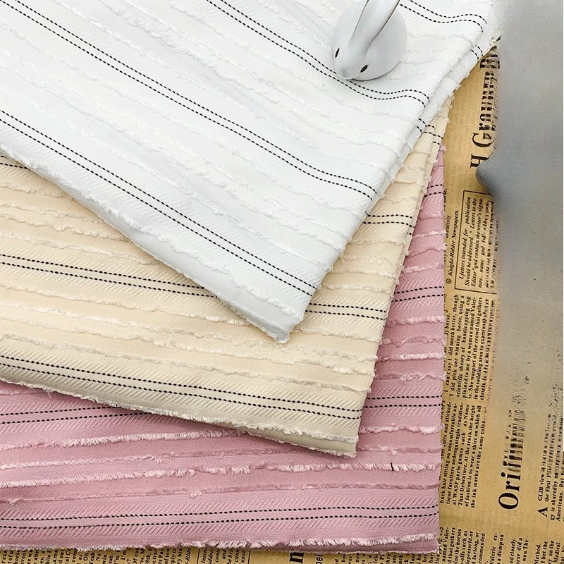 

Полосатая ткань в стиле Морі для девочек, жаккардовая вышивка, цветочная вышивка, бахрома, весенне-летнее платье, дизайнерский материал для шитья, материал