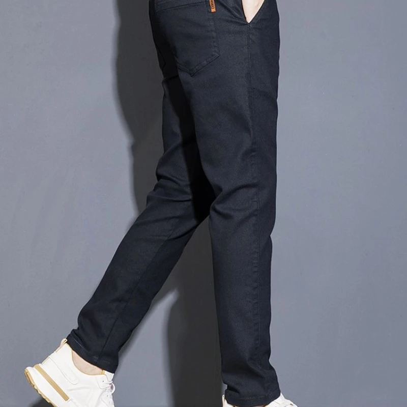 Calças de lã de emagrecimento casuais de negócios leves masculinos para outono e inverno bonito elegante e versátil adicionando lã