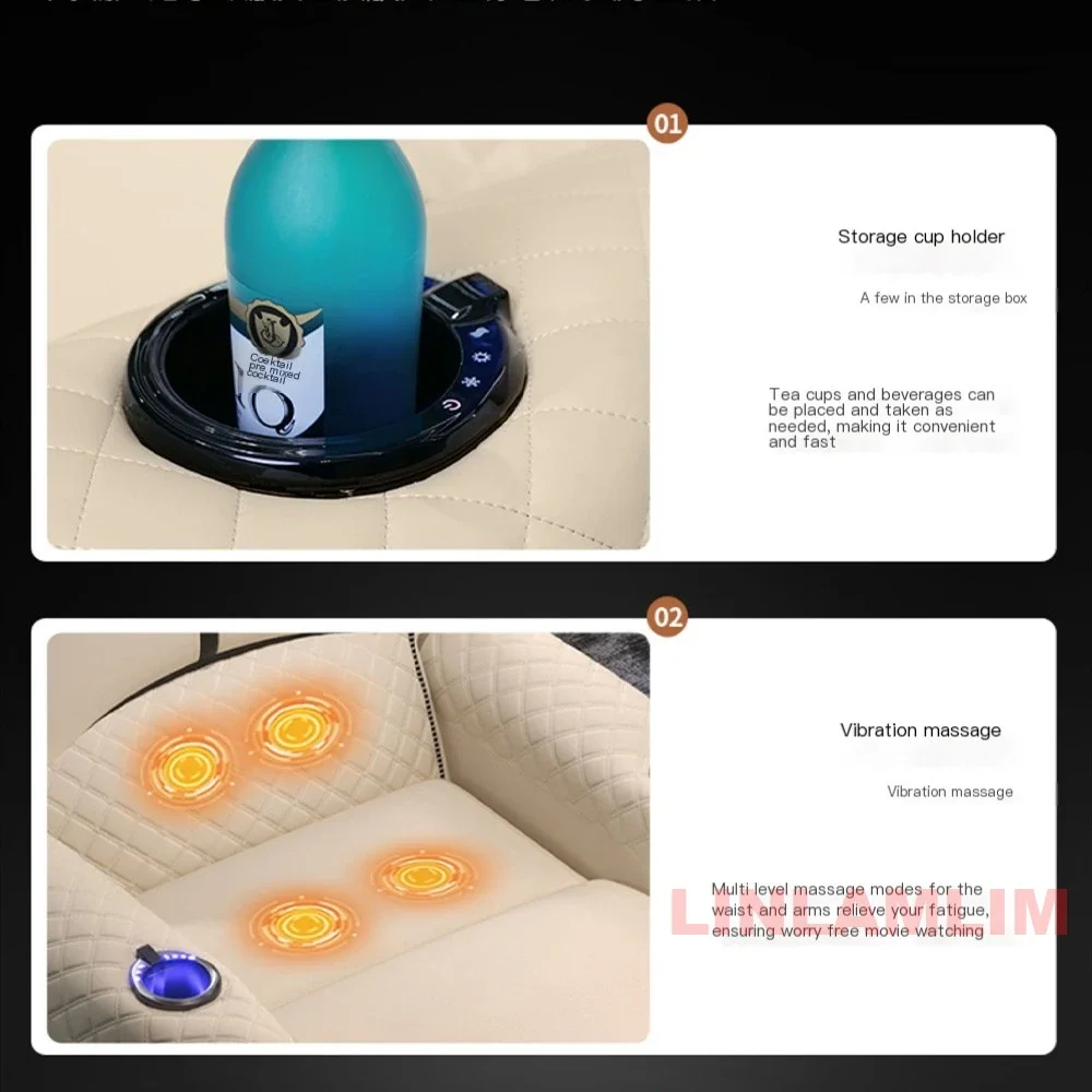 أريكة جلوس مسرح كرسي كهربائي فاخر - كراسي مسرح منزلية حديثة مع إضاءة LED، USB، تدليك، حامل أكواب تبريد #5
