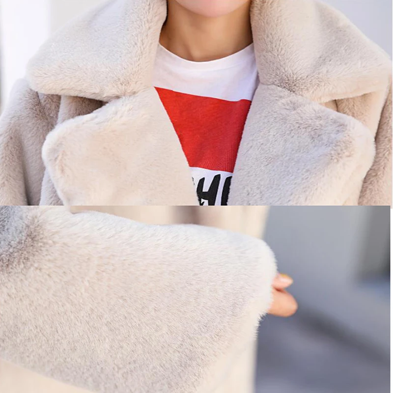 Faux Fur Coat Women Jacket Winter Fashion Long Warm Thick Rabbit Fur Coat High Quality 2023 Fake Fur Coat