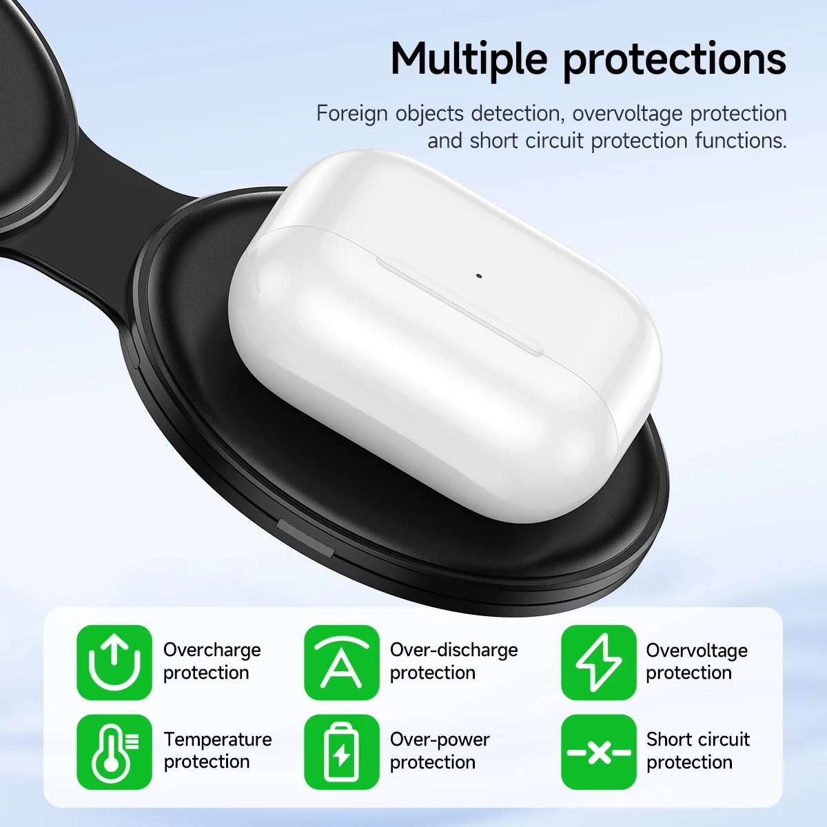 HOCO CQ24 All-in-one Wireless Fast Charger Stand Holder For Mobile Phones Smart Watch Earphones Chargers Travel Charging Set view 5