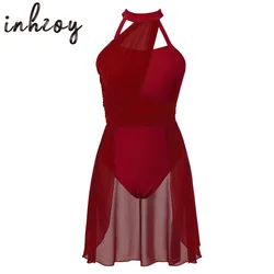 Ballet Dance Dress Women Adult Contemporary Lyrical Dance Costumes Ballerina Gymnastics Leotard Dress For Stage Performance