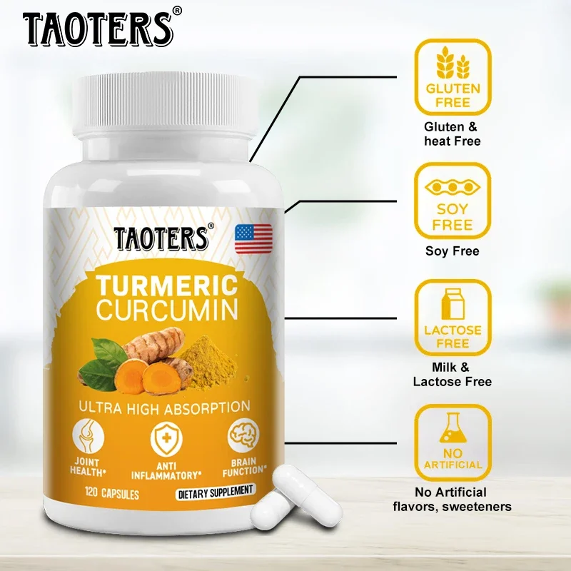 TAOTERS Turmeric Curcumin - Black Pepper for Maximum Absorption, Natural Joint Immune Brain Support, Turmeric Extract Supplement