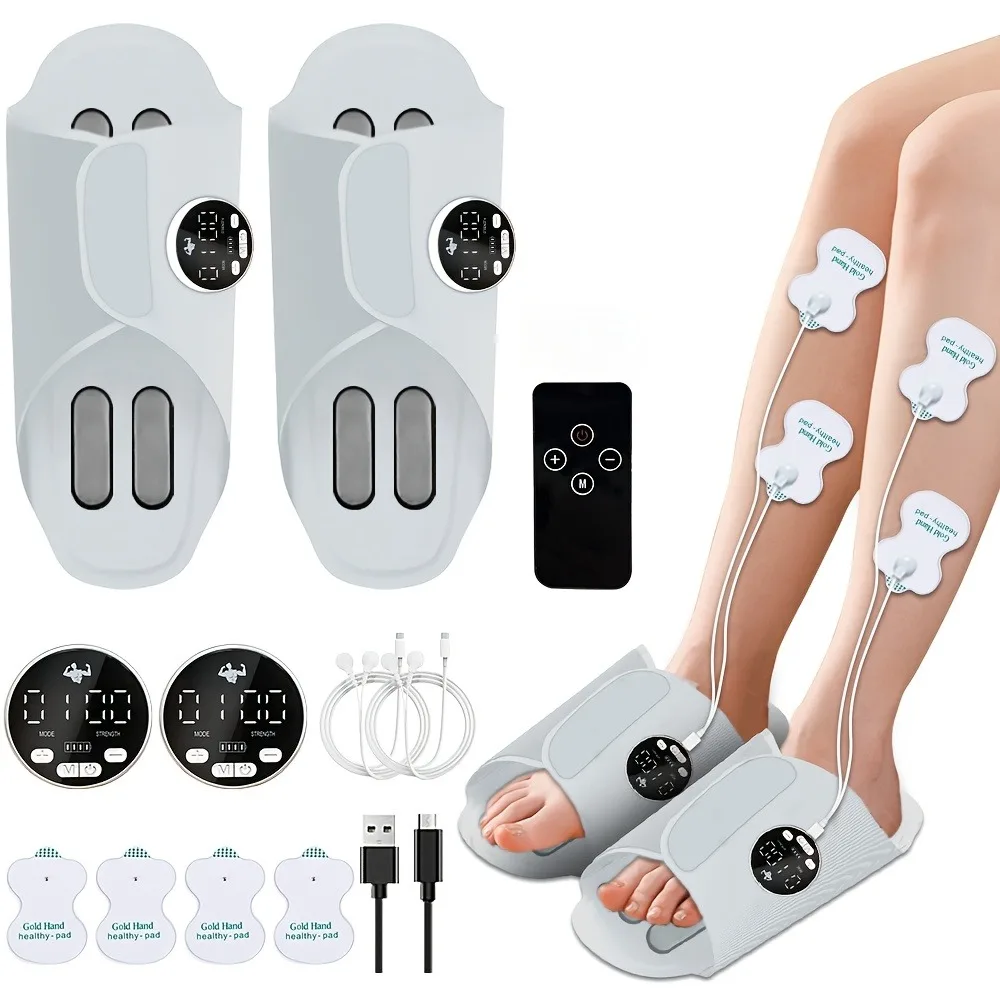 Foot Massager for Neuropathy, Rechargeable TENS EMS Foot Stimulator with 12 Modes 36 Intensities, Foot Stimulator for Neuropathy, Pain Relief, Increase Blood Circulation, EMS Foot Plate for Swollen Legs, EMS Slippers for Women and Men