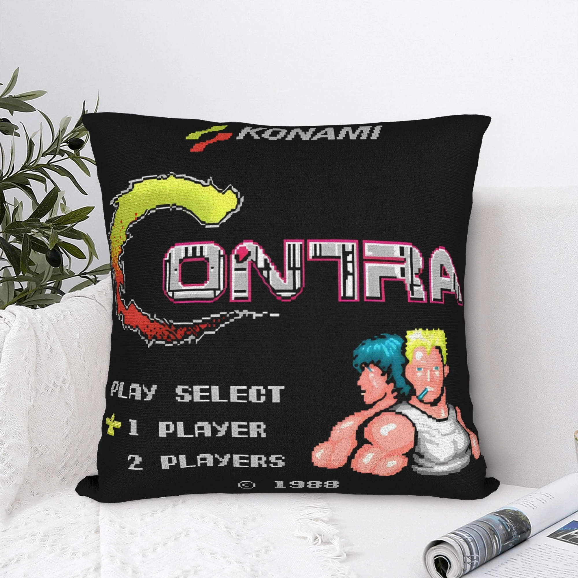 1pc Game Screen Pillow Cover, Polyester 2D Double Sided Print Cushion Case, 80s Arcade Pixel Art Throw Pillowcase, Nostalgic Gif